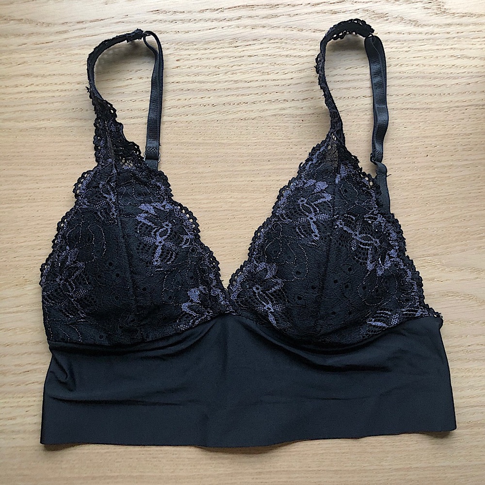 Black lace longline bralette